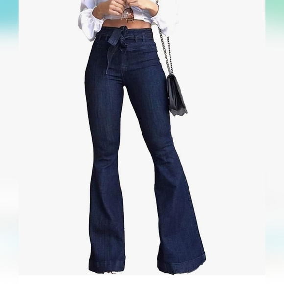 Pantete womens high waisted Bell Bottom denim jeans - Picture 2 of 13